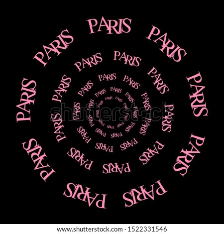 Paris phrase pink text illustration design with black background for umbrella, fashion, t shirt, shirt, dress, clothes, prints, posters, graphics, fabrics, prints and others use...