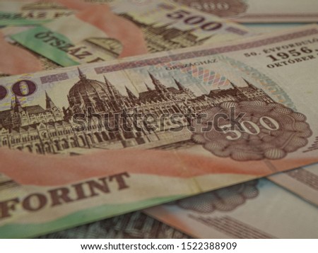500 Hungarian Forints, business background. HUF. Closeup photo