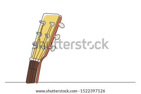 continuous line drawing of acoustic guitar headsock