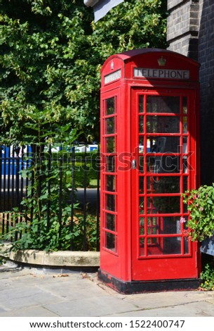 Old traditional English telephone booth