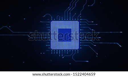 Microchip CPU Processor Turning On Background Royalty-Free Stock Photo #1522404659