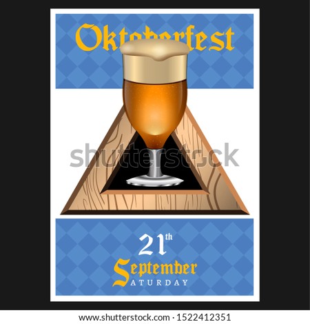 Oktoberfest poster with text and beer glass - Vector