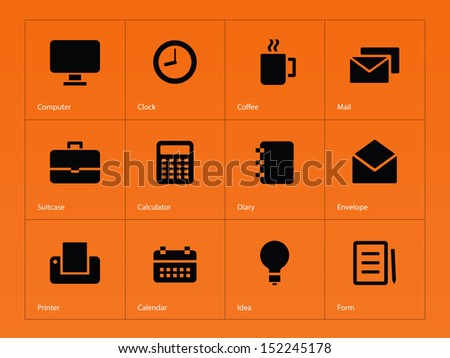 Business icons on orange background. See also vector version.