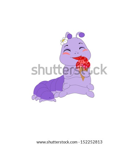 cartoon caterpillar with ice cream 
