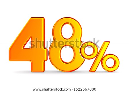fourty eight percent on white background. Isolated 3D illustration