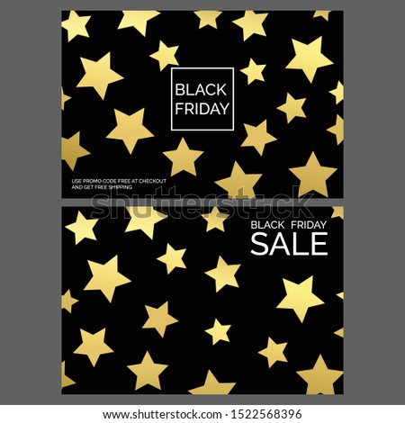 Black friday SALE cards for your business. Promo action universal design with stars motive