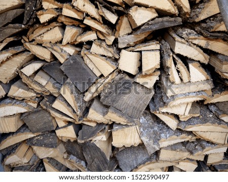
Cut wood for the fireplace. Firewood logs.