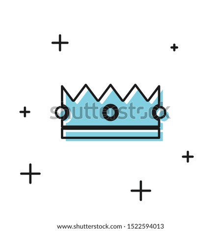 Black Crown icon isolated on white background.  Vector Illustration