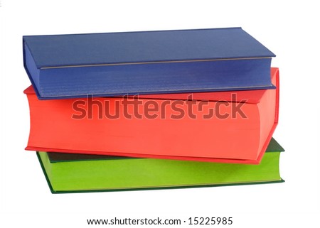 Three colored books - isolated on white background