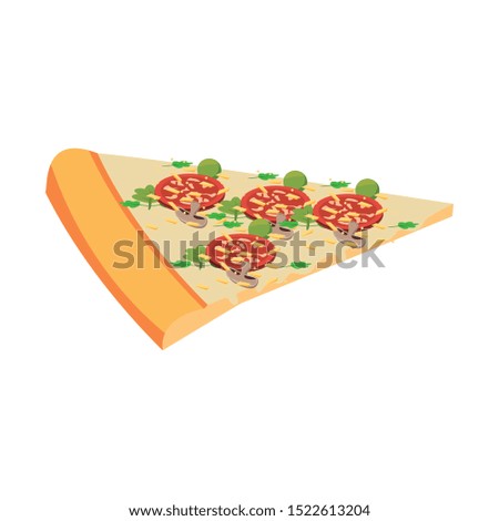 italian pizza slice over white background, vector illustration