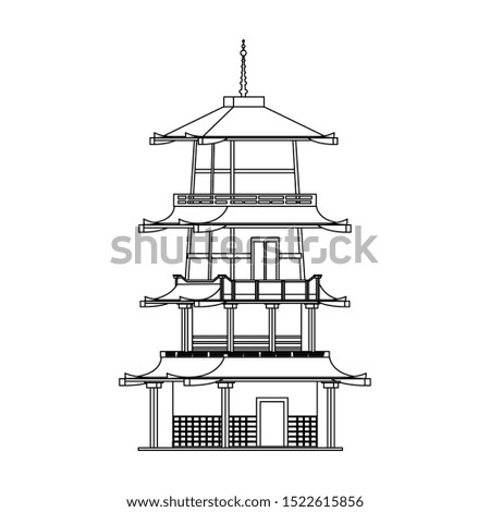 pagoda temple icon over white background, vector illustration