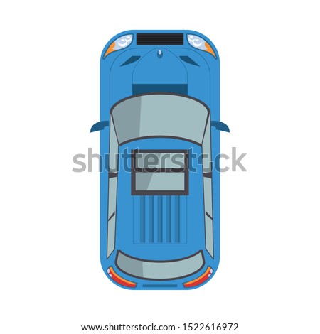 top view of a car icon over white background, vector illustration