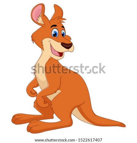 Cute kangaroo cartoon looking back