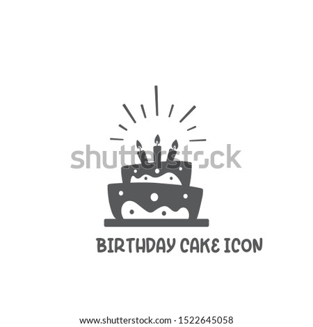 Birthday cake icon simple silhouette flat style vector illustration on white background.