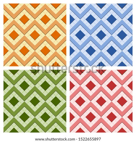Arabic tile pattern. 4 different designs of seamless patterns based on islamic traditional art. All elements sorted and grouped in layers for easy edition