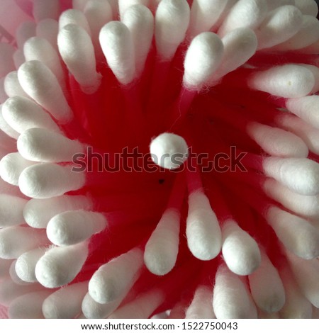 Macro photo cotton swabs. Stock photo hygiene cotton swabs sticks pink color