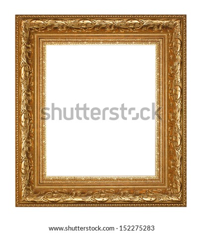 Old Antique gold  frame Isolated Decorative Carved Wood Stand Antique Black  Frame Isolated On White Background