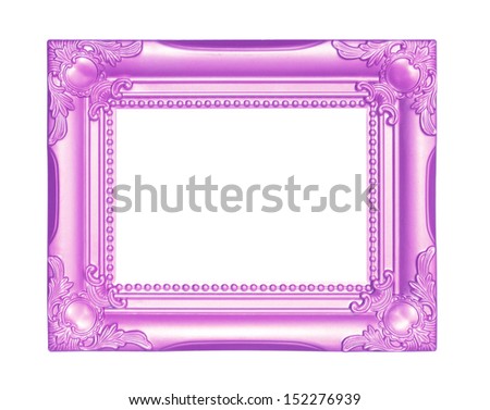 Old Antique Pink frame Isolated Decorative Carved Wood Stand Antique  Frame Isolated On White Background
