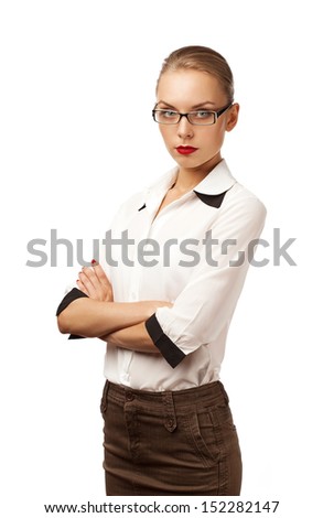 girl in a blouse with arms crossed