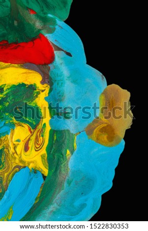 Abstract  background ,color liquid in dynamic flow  and unique shapes of line . Colorful  with pattern.For  artistic design, on black background.