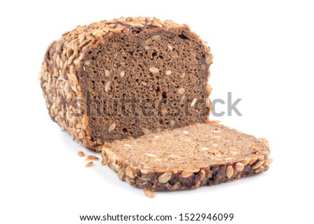 Close up View of Brown Homemade Bread isolated on white background. . Selective focus. Royalty-Free Stock Photo #1522946099