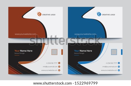 Modern simple business card set, template or visiting card with two colors  Vector illustration.