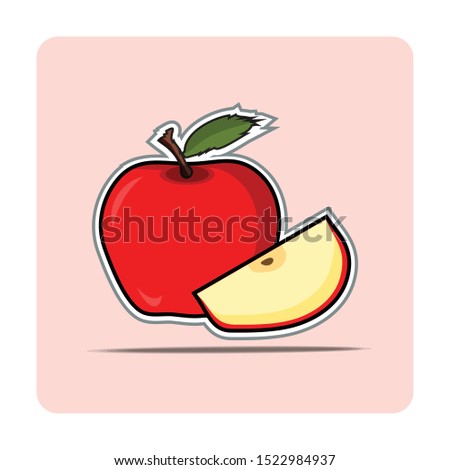 Apple logo flat on pink background icons stiker style.Apple fruit icon vector graphics.