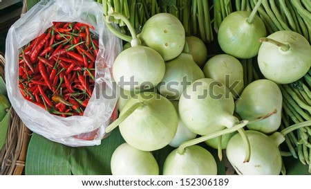Assorted vegetables in thai market