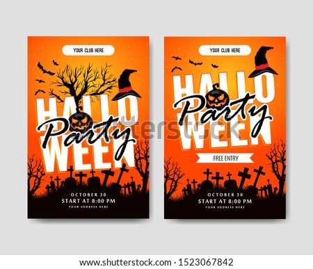 Halloween posters with cool and horror designs. Hallowen party and halloween day