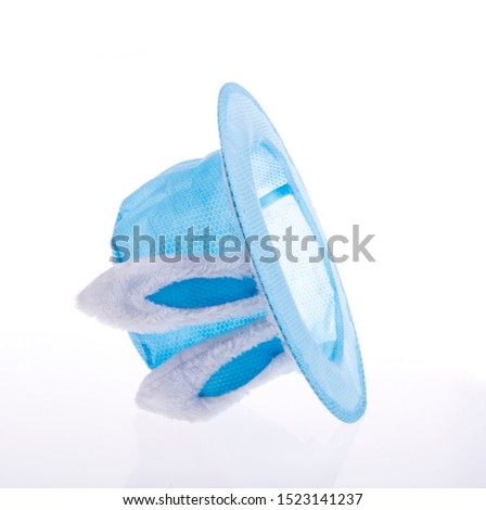 Hat with rabbit ear in cartoon style isolated on white background. 