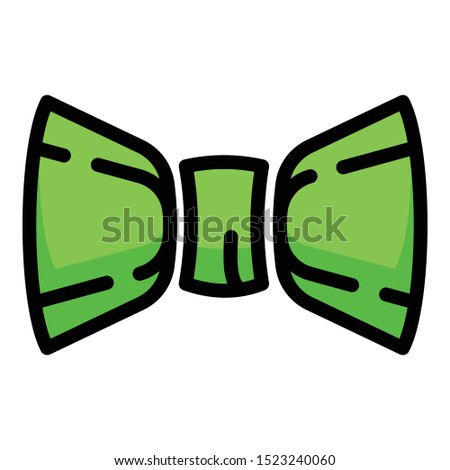 Colorful green bow tie icon. Outline colorful green bow tie vector icon for web design isolated on white background