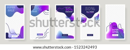 Set of Instagram Templates.Vector Layout. Design Backgrounds for Social Media Stories. Set of Instagram Stories Frame Templates. Mockup for Social Media Stories. For Facebook and Whatsapp Stories. Royalty-Free Stock Photo #1523242493