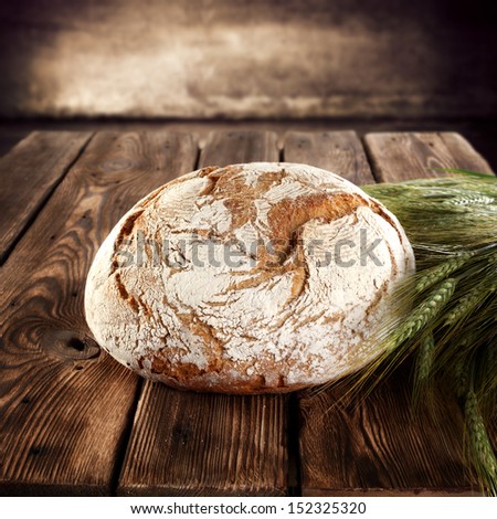 bread on desk of brown 