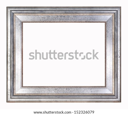 Silver picture frame isolated on white background.