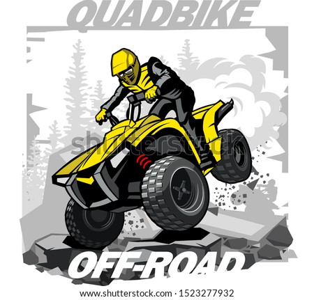 Quad Bike Off-road logo with mountain background