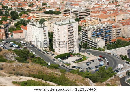 View of buildings in Marseille. Picture shot from Notre dame de la garde basilica.