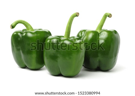 three green peppers stock photo