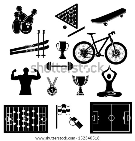 Sports icon collection - vector silhouette illustration