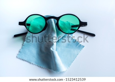 Sunglasses with microfibre cleaning cloths, Close up & Macro shot, Selective focus