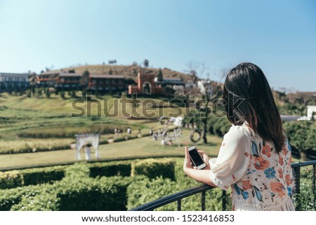 portrait woman holding smart phone. 