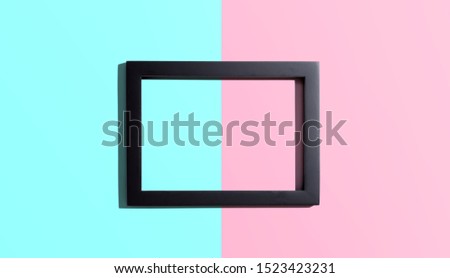 Blank photo frame - overhead view flat lay