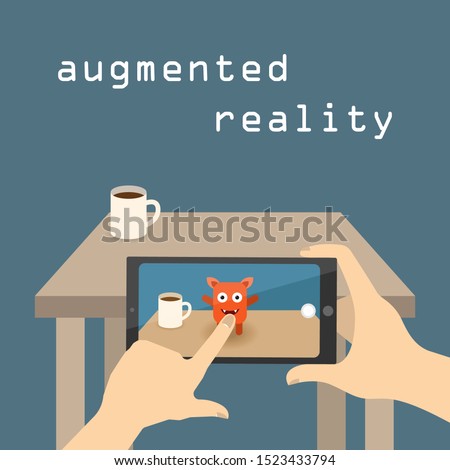 Augmented reality in smartphone. Vector illustration