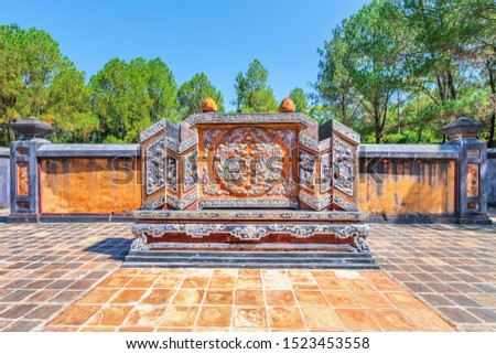 Kien Phuc tomb in the grounds of Vietnam ancient Tu Duc royal tomb near Hue, Vietnam. A Unesco World Heritage Site
