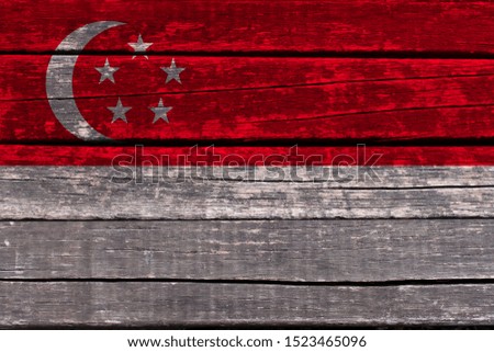 photo of the beautiful colored national flag of state of Singapore, concept of tourism, economy and politics, closeup