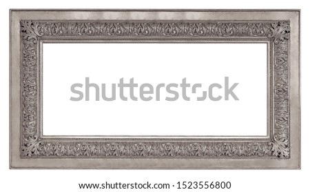 Panoramic silver frame for paintings, mirrors or photo isolated on white background