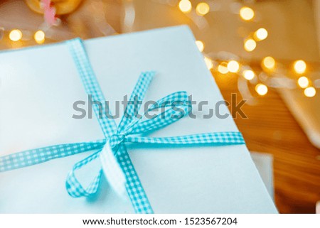 Christmas composition with present box.The concept of packaging the Christmas range and gift.