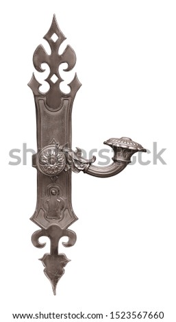 Silver door handle isolated on white background. Design element with clipping path