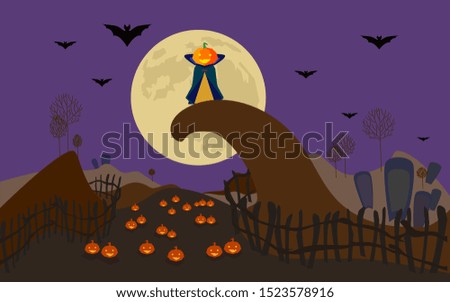 Vector illustration. Halloween.Funny company. Mr. pumpkin.