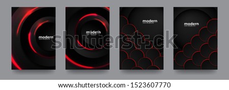 Modern Black Cover Design Template with Red Overlay Color
