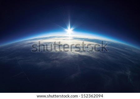 Near Space photography - 20km above ground / real photo Royalty-Free Stock Photo #152362094